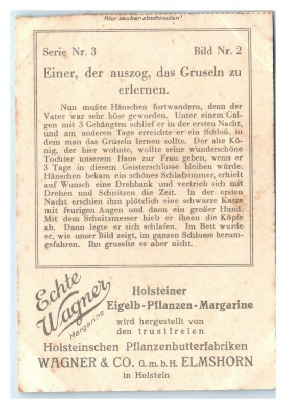 Hans Sleeps in Haunted Ghost Castle, Echte Wagner German Trade Card *VT31A