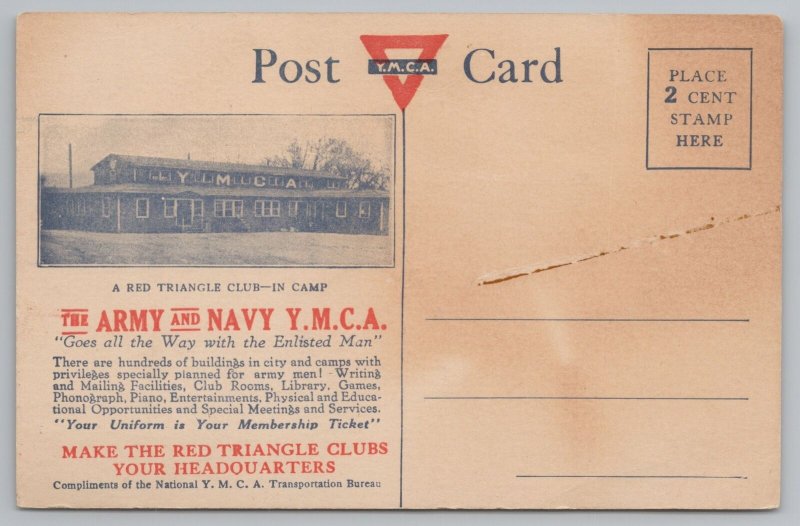 Military~Army & Navy YMCA~Red Triangle Club-in Camp~Vintage Postcard 