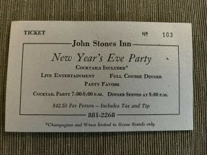 Gourmet New Year's Eve ticket  John Stone's Inn Ashland MA Lavender