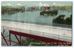 c1910 Mississippi River St. Paul High Bridge St. Paul Minnesota Vintage Postcard