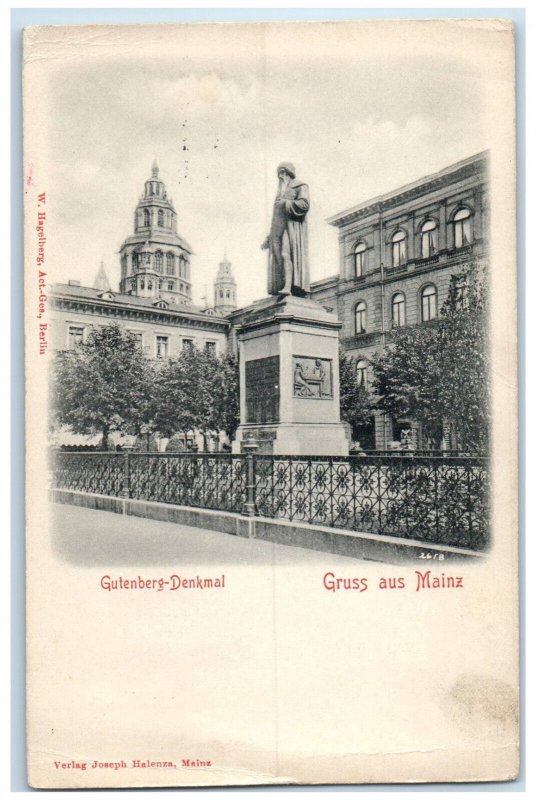 c1910 Gutenberg Monument Greetings from Mainz Germany Antique Postcard