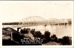 RPPC Chamberlain SD Missouri River Bridge 1942 to Cedarhurst LI NY Postcard F27