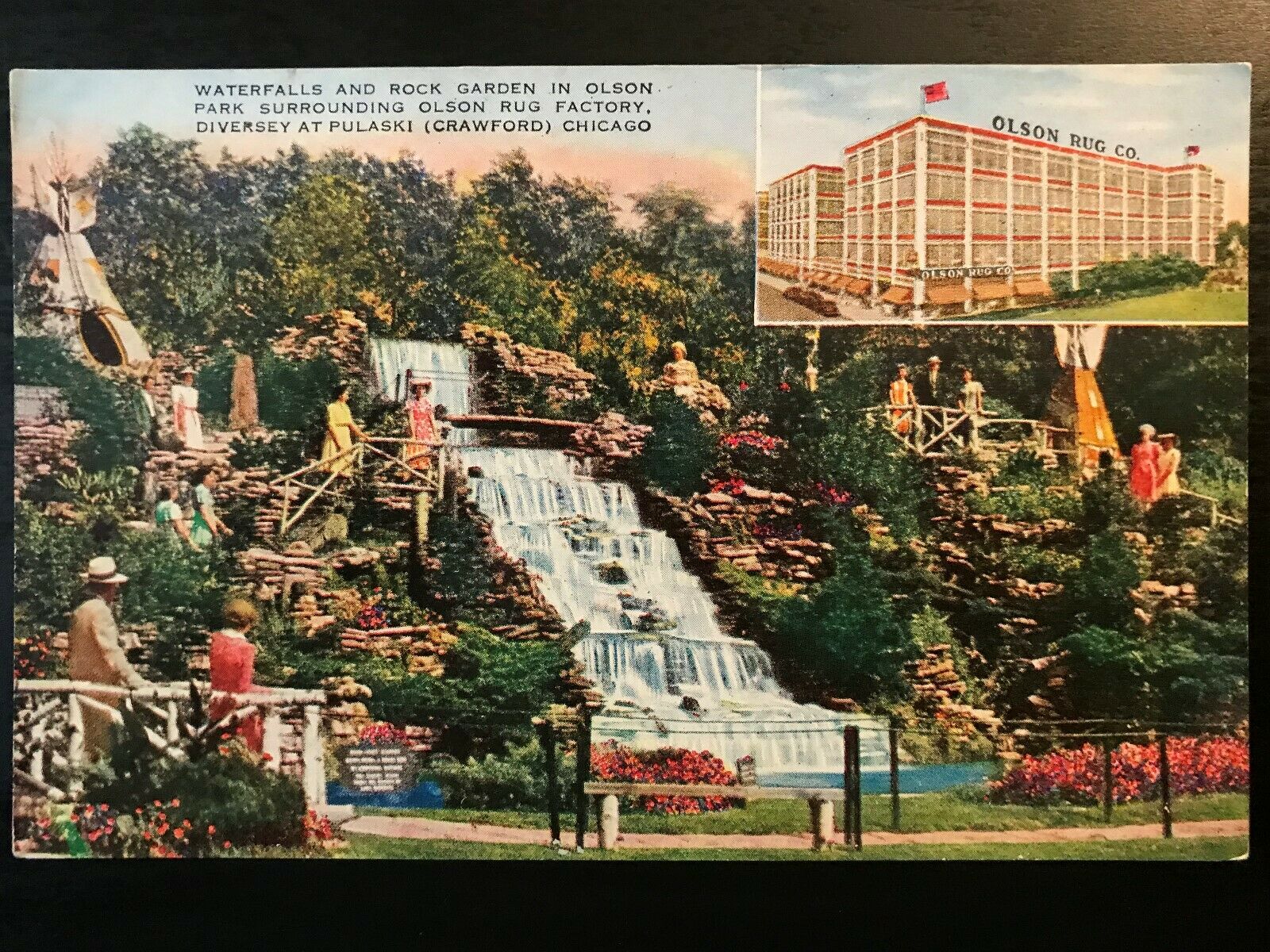Vintage Postcard 1945 Olson Rug Factory Park Pulaski Chicago Diversey