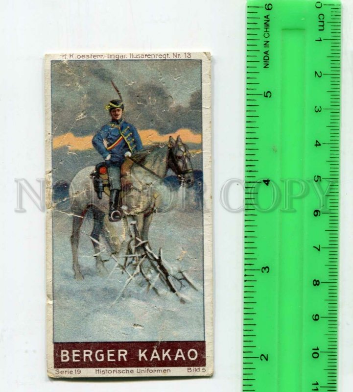 428245 GERMANY soldier HORSEMAN Vintage ADVERTISING cocoa chocolate BERGER card