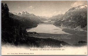 Silvaplaner und Silversee von Hahnensee Ges Switzerland Stream Mountain Postcard