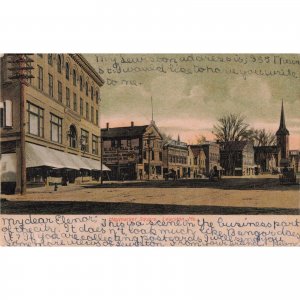 Haymarket Square Lewiston Me. Ariel Cigar Factory Cars c.1908 Postcard 2T7-316