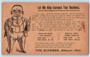 1907 Early Business Marketing Rates The Schemer Alliance OH Advertising Postcard