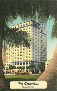 Bayfront Hotel 1940s The Columbus Postcard Miami Florida linen Teich 5789