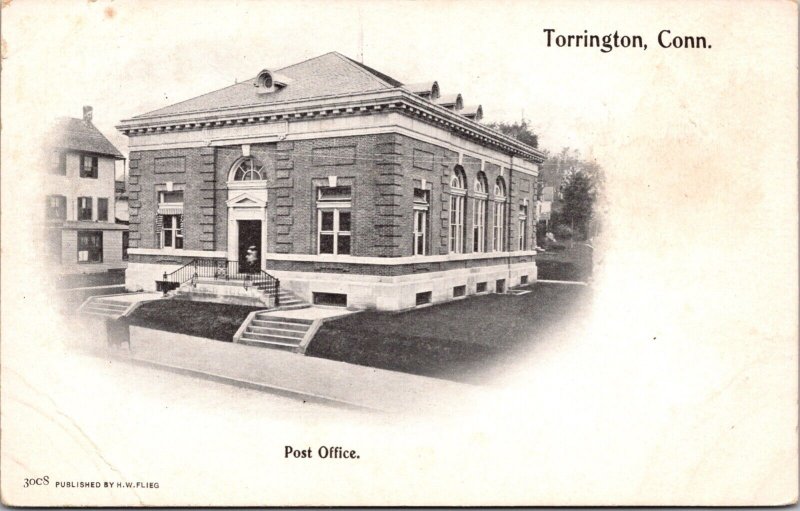 Postcard United States Post Office Building in Torrington, Connecticut