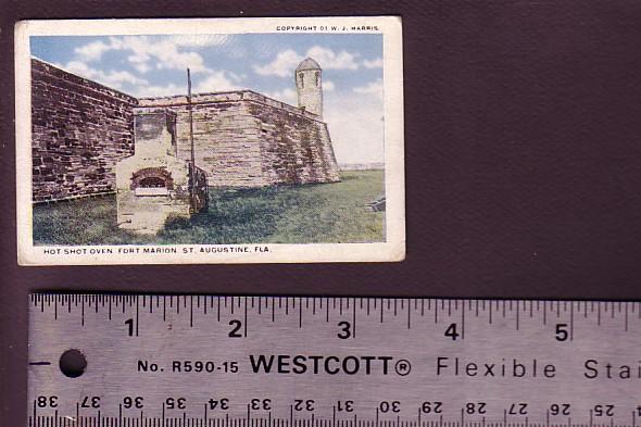 Mini Postcard, 2 1/4 X 3 1/2 Inches, Hot Shot Oven, Fort Marion, St Augustine...