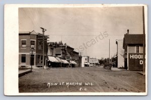 J90/ Marion Wisconsin RPPC Postcard c1910 Main Street Stores 53