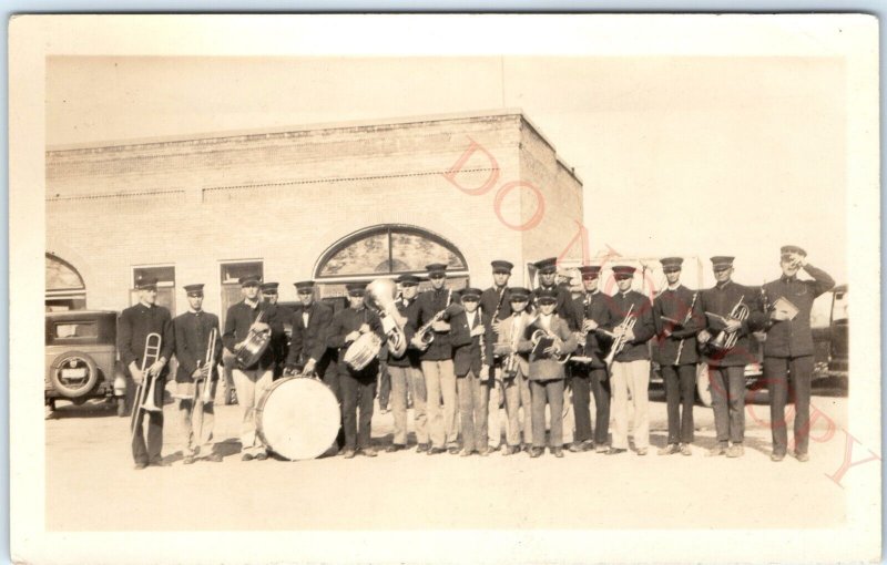 c1930s Music March Band RPPC Military Men Unique Rare Real Photo Postcard A100