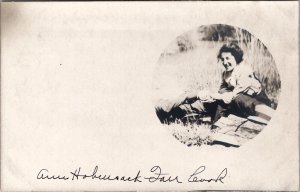 RPPC Woman Laughs Man on Grounds Anna Hobensack the Fair Cook Postcard Z30