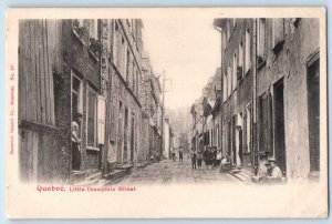 Quebec City Quebec Canada Postcard Little Champlain Street Scene c1940's Vintage