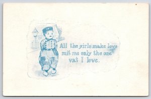 Little Boy Walking All The Girls Make Love With Me Comic Card Postcard