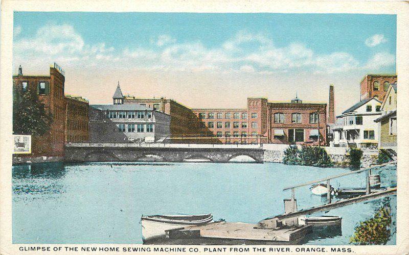 Glimpse Sewing Machine Pant River 1920s Postcard Orange Massachusetts 11789 