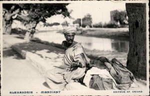 Alexandrie Egypt Egyptian Merchant Real Photo RPPC Vintage Postcard