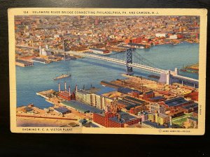 Vintage Postcard 1933 Delaware River Bridge Connecting Philadelphia & Camden NJ