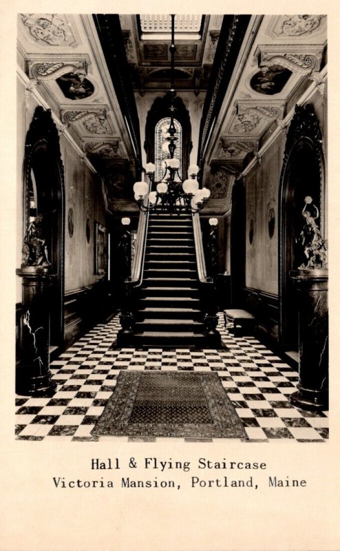 Maine Portland Victoria Mansion Hall & Flying Staircase Real Photo