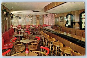 1965 Ann Harbor Michigan MI Vintage Postcard Library Lounge Holiday Inn Interior