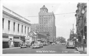 1940s Walla Walla Washigton Street Scene autos Smith RPPC Rel Photo 10055