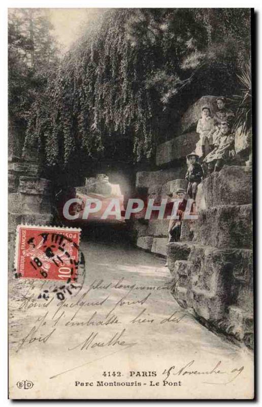 Old Postcard Paris Park montouris The bridge Children