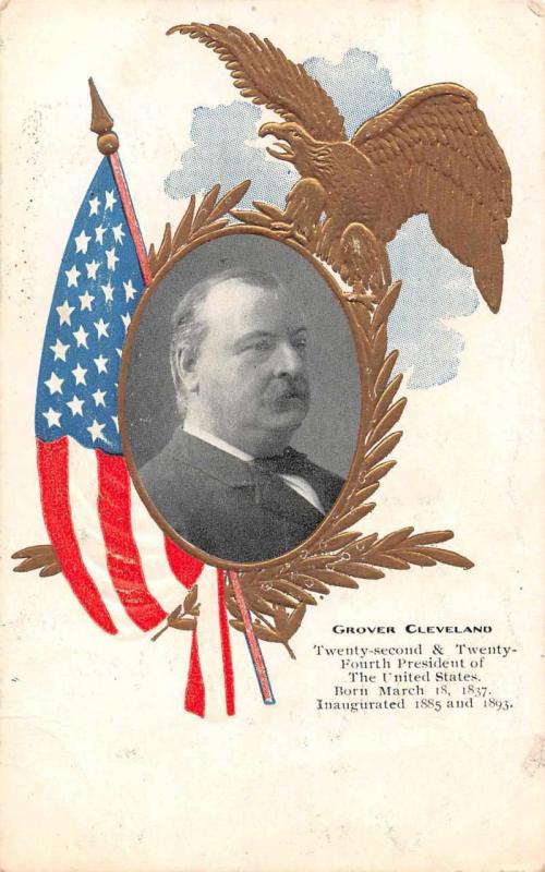 President Grover Cleveland Flag and Eagle Patriotic Antique Postcard J56669