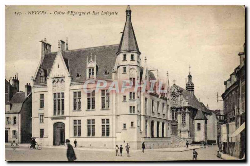 Old Postcard Bank Caisse d & # 39Epargne and Lafayette Street Nevers