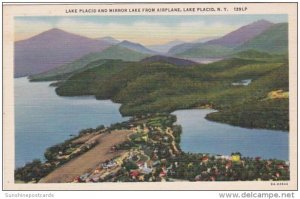 New York Lake Placid and Mirror Lake From Airplane Curteich