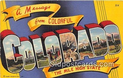 Large Letter State Linen Colorado, USA 1941 