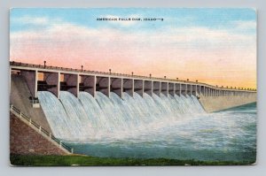 American Falls Dam Snake River Idaho ID UNP Unused  Linen Postcard M14