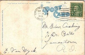 Entrance US Arsenal Springfield MA Massachusetts WB Postcard PM Cancel WOB Note