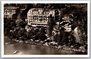 Lake Montreux Switzerland 1950s Postcard Grand Hotel Continental
