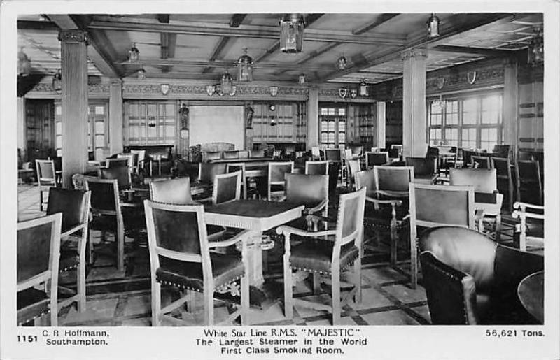 R.M.S.  Majestic  White Star Line  First Class Smoking Room RPC