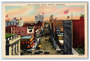 Spokane Washington Postcard Riverside Avenue Exterior View c1940 Vintage Antique