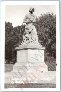 c1940s Vandalia, IL RPPC Madonna on the Trail Memorial Pioneer Mother Benke A166