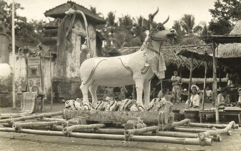 indonesia, BALI, Cremation Bull (1910s) RPPC Postcard