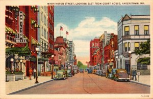 Maryland Hagerstown Washington Street Looking East From Court House 1943 Curt...