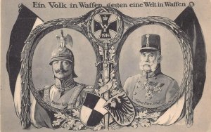 GERMANY KAISER WILHELM & FRANZ JOSEF RED CROSS WW1 MILITARY POSTCARD (1914)