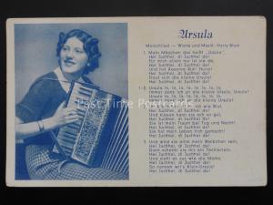 URSULA German Accordion Player - Wrote Harry Blum c1930's Postcard