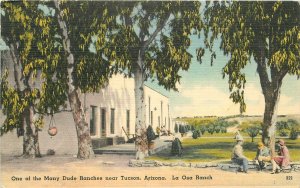 Arizona Tucson One of many Dude Ranches roadside Tichnor linen Postcard 22-10370