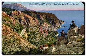 Eze sur Mer - View from the Grande Corniche - Old Postcard