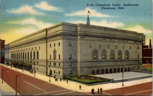 Vtg Cleveland Ohio OH Public Auditorium 1950s Unused Linen Postcard