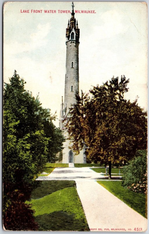 Milwaukee Wisconsin WI, Lake Front Water Tower, Pathway, Vintage Postcard