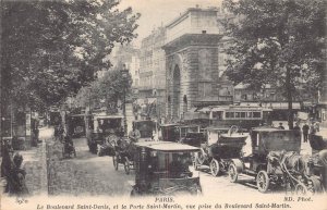 France Paris Boulevard Saint Denis Bus Car Carriage vintage postcard