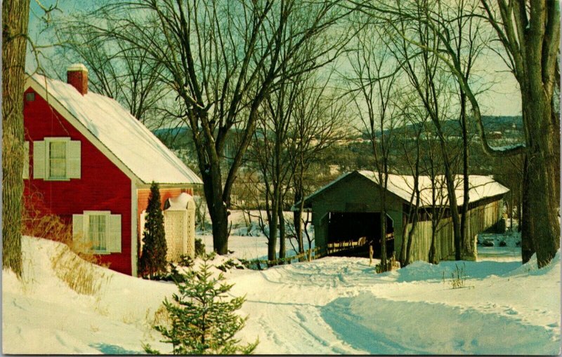 BEDELL SNOW COVERED BRIDGE NEAR HAVERHILL NEW HAMPSHIRE - NH postcard 