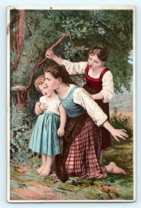 c1880s Burling Slip New York O & O Oriental Occidental Tea Trade Card Girls C12