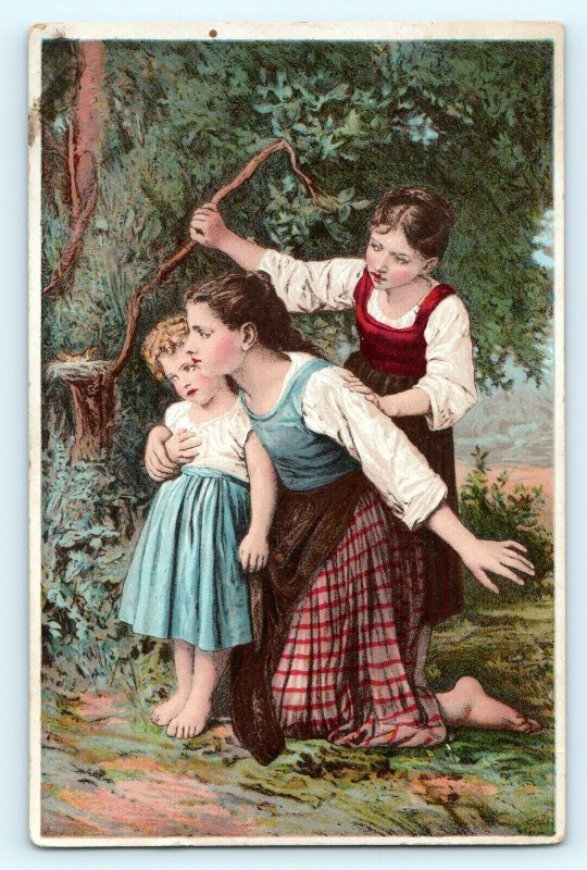 c1880s Burling Slip New York O & O Oriental Occidental Tea Trade Card Girls C12
