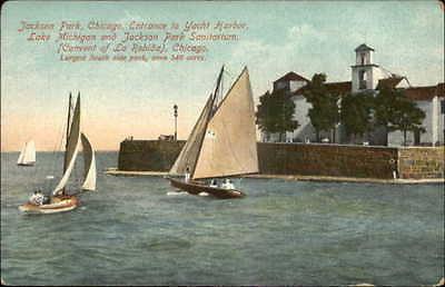 Chicago IL Jackson Park Yacht Harbor & Sanitarium c1910 