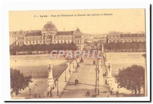 Lyon Old Postcard Bridge to & # 39unviersite and Faculty of Letters and Sciences